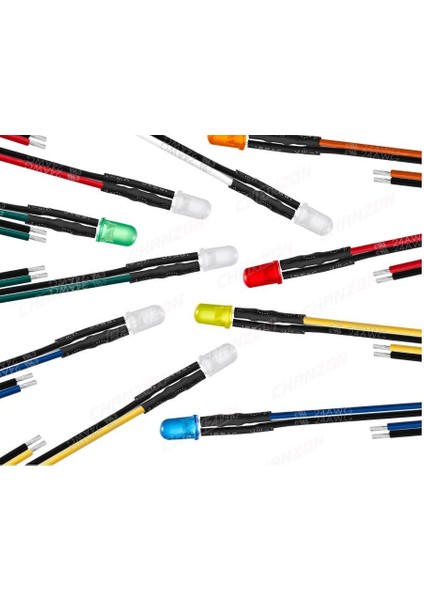 12V LED Kablolu 5 Adet 5mm Mavi Şeffaf - 15 cm