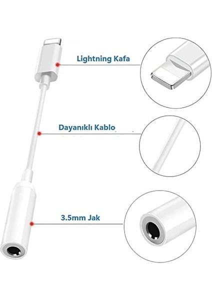 Lightning To Jack Dönüştürücü Apple iPhone 13/13 Pro/12 /12 PRO/11/11PRO Için Uyumlu Kulaklık Dönüştürücü Apatörü.tak Çalıştır