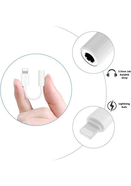 Lightning To Jack Dönüştürücü Apple iPhone 13/13 Pro/12 /12 PRO/11/11PRO Için Uyumlu Kulaklık Dönüştürücü Apatörü.tak Çalıştır
