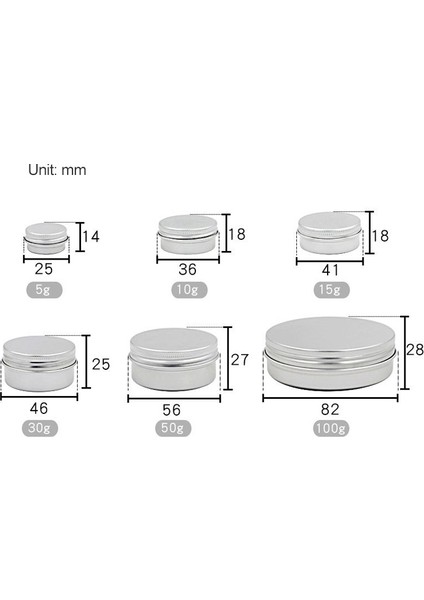 5 Adet Iplik Doldurulabilir Alüminyum Ambalaj Kutusu, Kapasite: 50G Gümüş (Yurt Dışından)