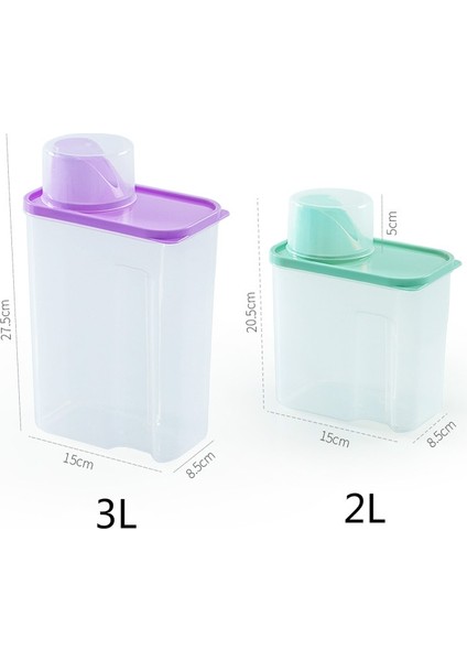 3l Hanehalkı Plastik Şeffaf Yıkama Tozu Depolama Kutusu Depolama Konteyneri Mavi (Yurt Dışından)