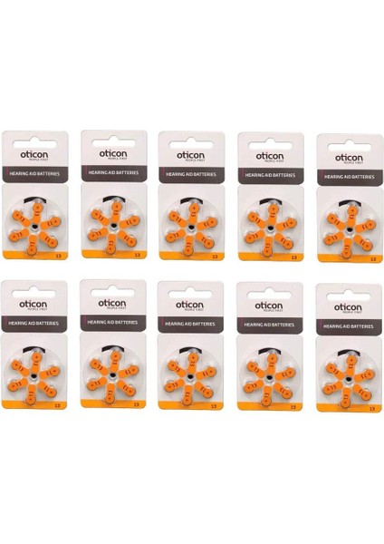 Oticon 13 Numara Işitme Cihazı Pili (10 Paket)