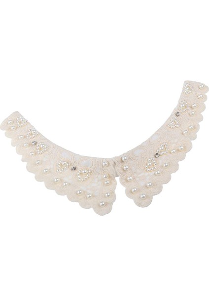 Prettyia 2pcs Kadın Suçlama Kolyesi Peter Pan Çıkarılabilir Dantel Dantel Dickey Yaka Bej 、 Siyah