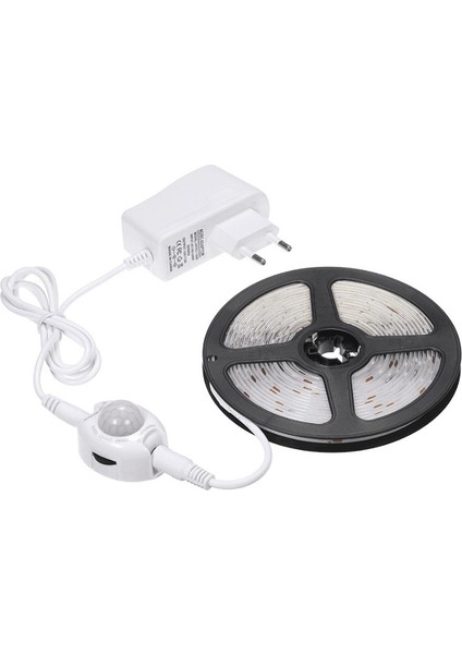 5m Kablosuz Pır Hareket Sensörü LED Şerit Işığı 12V Akıllı Merdiven Dolabı Duvar Lambası, Ab Fiş (Sıcak Beyaz Işık) (Yurt Dışından)