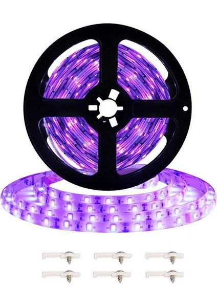 3528 Smd Uv Mor Işık Şeridi Epoksi LED Lamba Dekoratif Işık Şeridi, Stil: Su Geçirmez 5m (Ingiltere Fişi) (Yurt Dışından)