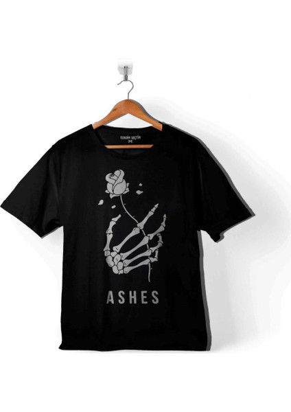 Kuru Kafa Skull Skeleton Iskelet Ashes Aşk Gül Çocuk Tişört