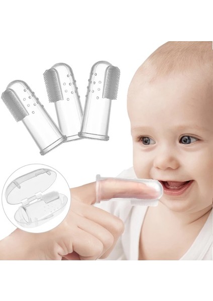 Taba 1 Adet Silikon Bebek Parmak Diş Fırçası & Diş Kaşıyıcı - Finger Brush 0-3 Yaş