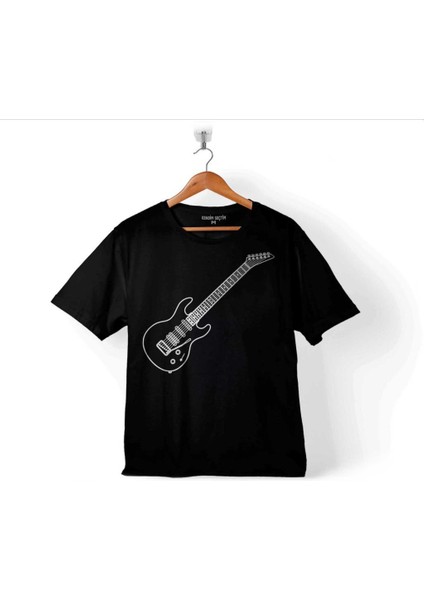 Gitar Çizim Guitar Saz Rock Caz Müzik Nota Çocuk T-Shirt