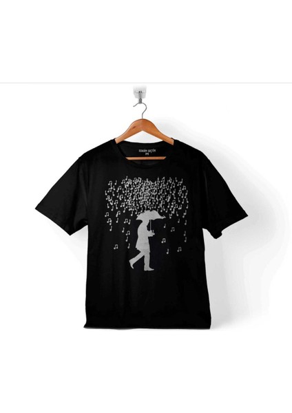 Playıng Musıc In The Raın Nota Yağmuru Şemsiye Çocuk T-Shirt