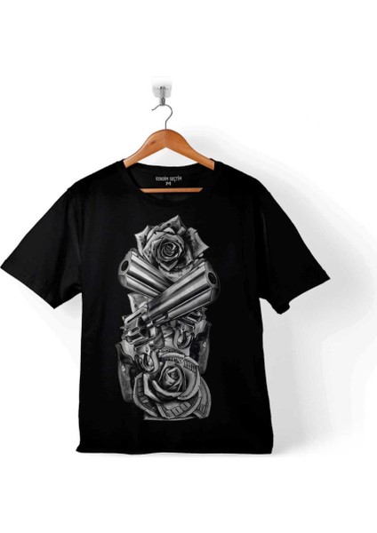 Smith Wesson Revolver Gungs Tabanca Gül Beyaz Çocuk T-Shirt