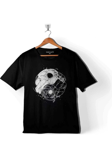 Uçan Çift Astronot Ying Yang Uzay Cosmos Çocuk T-Shirt