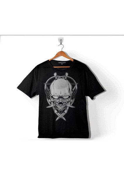 Skull Knıfe Illustratıon Kuru Kafa Bıçak Çakı Çocuk Tişört