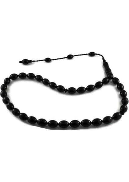 Abbas Shop Hakiki Erzurum Oltu Taşı Sistemli Kumpaslı Sade Tesbih