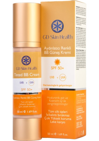 GD Skin Health Renkli Tinted Bb Krem Spf+50 Leke Karşıtı Aydınlatıcılı Nemlendiricili Yüksek Korumalı 50 ml