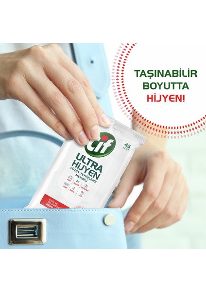 Yüzey Temizleme Mendili Ultra Hijyen 45'li