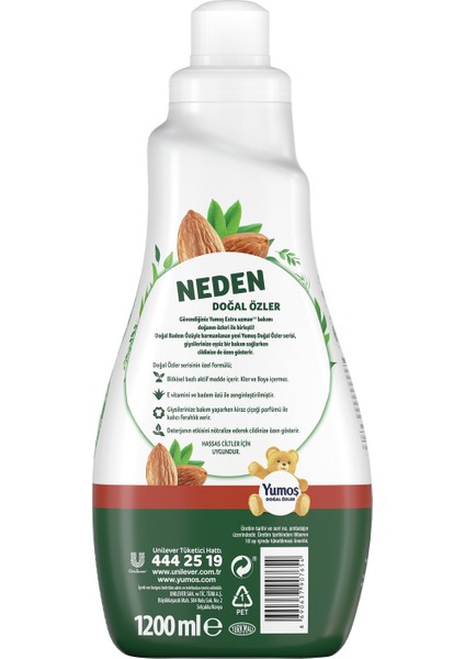Konsantre Çamaşır Yumuşatıcısı Doğal Özler Badem 1200 ML 50 Yıkama