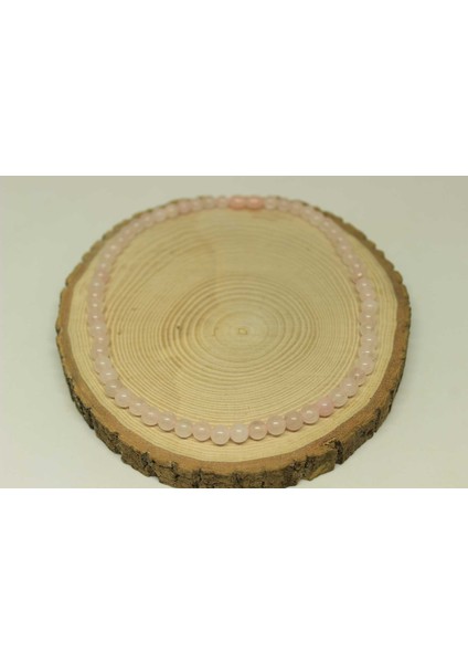 Pembe Kuvars Taşı Kolye 6mm (Klipsli)