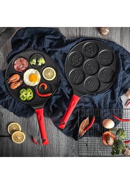 Karikatür 7 Delik Düz Alt Pancake Omlet Pan Yaratıcı Olmayan Yapışmaz Yağ Duman Pişirme Pan Omlet Kalıp Mutfak Aksesuarları | Yumurta ve krep Halkaları (Yurt Dışından) modelleri