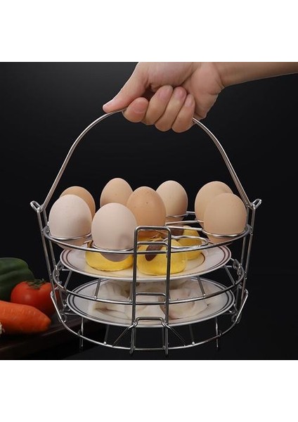Steamer Raf Kolu ile 3 Katmanlı Paslanmaz Çelik Yığılmış Yumurta Buğulama Tutucu Mutfak Gadget Için Basınç Tencere Ts3 | (Yurt Dışından)