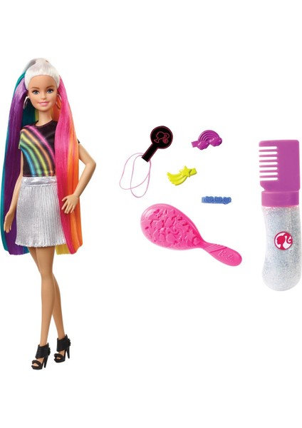 Berlin Shop FXN96 Barbie Gökkuşağı Renkli Saçlar Bebeği