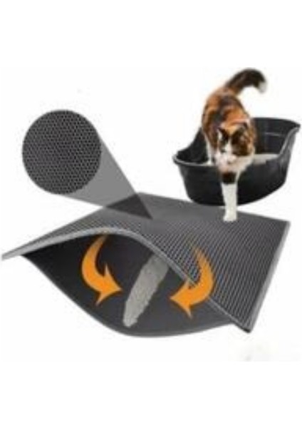 Lüx Xxl Büyük Boy Kedi Tuvalet Kabı ( Kare Yataklı Paspaslı Tam Set )