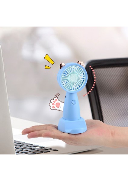 USB Şarj Edilebilir Fan - Mavi (Yurt Dışından)