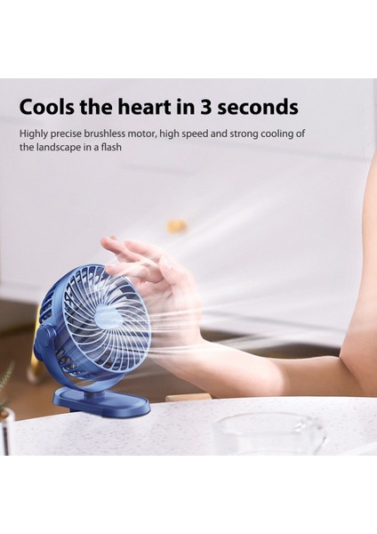 Klipsli Ultra Sessiz Mini USB Fan - Mavi (Yurt Dışından)