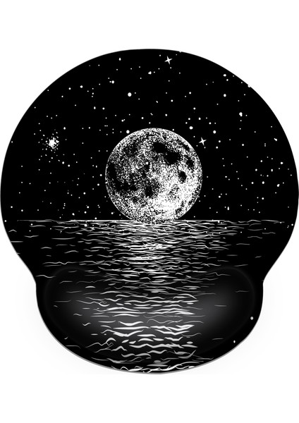 Uzay Desenli Çevre Koruma Bilek Dinlenme Mouse Pad - Siyah (Yurt Dışından)