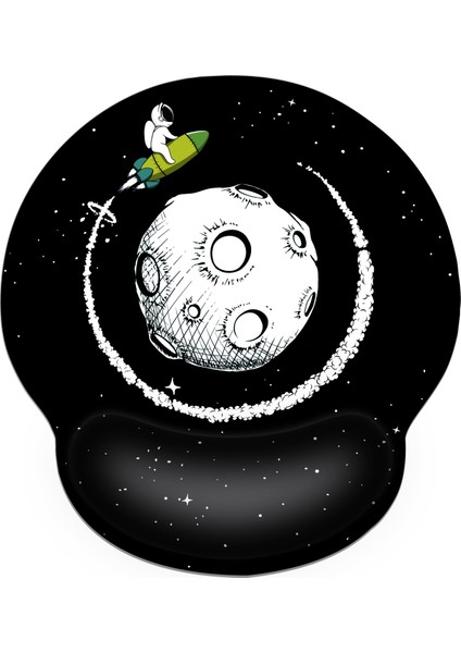 Uzay Desenli Çevre Koruma Bilek Dinlenme Mouse Pad - Siyah (Yurt Dışından)