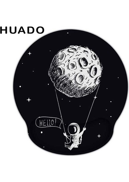 Uzay Desenli Çevre Koruma Bilek Dinlenme Mouse Pad - Siyah (Yurt Dışından)