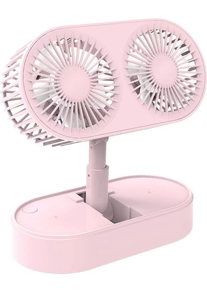 Çift Kafalı Katlanır Sessiz Fan - Pembe (Yurt Dışından)
