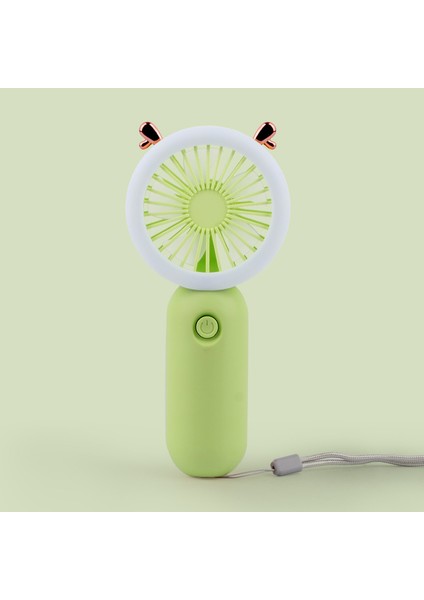 USB Şarj Edilebilir Gece Lambası Özellikli Üç Hız Seviyeli Fan - Yeşil (Yurt Dışından)