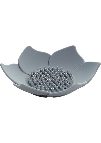 Lotus Şeklinde Silikon Sabunluk - Gri (Yurt Dışından)