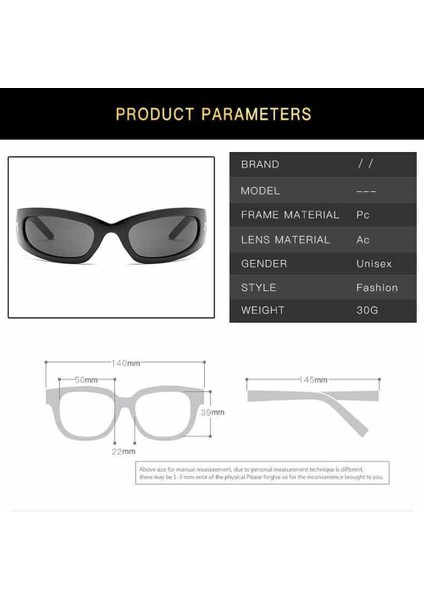 Dikdörtgen Küçük Çerçeve Güneş Gözlüğü - Siyah (Yurt Dışından) fiyatları