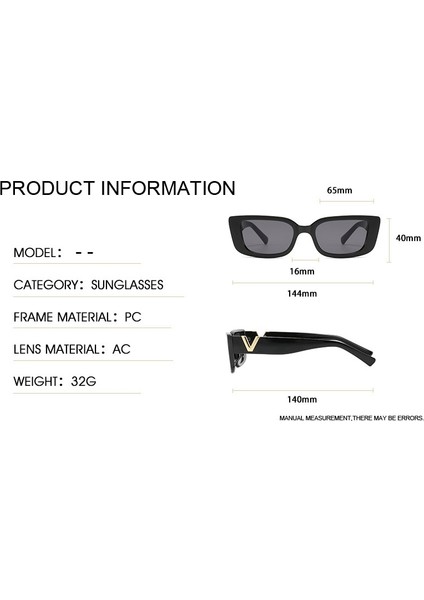 Dikdörtgen Küçük Çerçeve Güneş Gözlüğü - Siyah (Yurt Dışından) modelleri