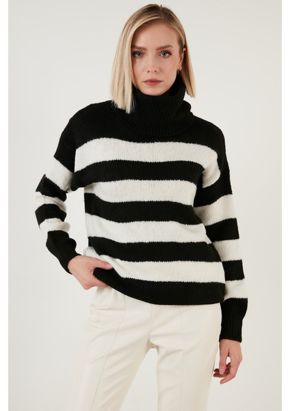 Renk Bloklu Balıkçı Yaka Kalın Kışlık Kazak Bayan Kazak 4615017 modelleri