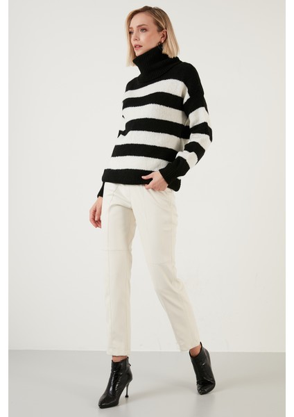 Renk Bloklu Balıkçı Yaka Kalın Kışlık Kazak Bayan Kazak 4615017 fırsatları