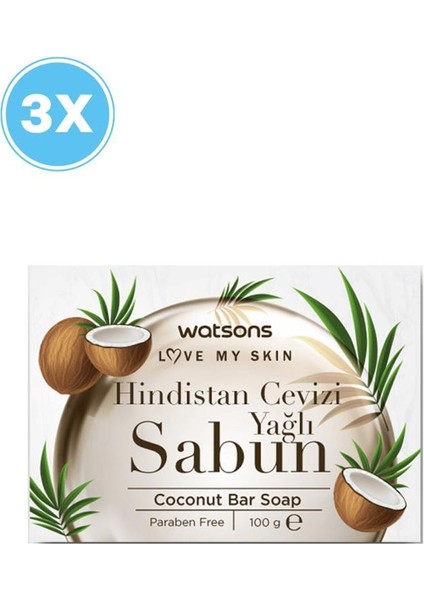 Hindistan Cevizli Katı Sabun 100g X3 Adet