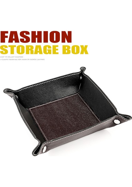 7001 Deri Masaüstü Kare Saklama Kutusu Ev Yaşam Tepsisi (Kahve) (Yurt Dışından) indirimleri