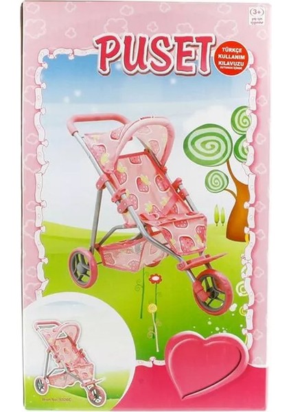 9326C 3 Tekerlekli Çilekli Tenteli Puset -Sunman