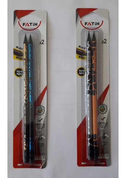 Black Wood Desenli Silgili Siyah Kurşun Kalem 4'lü