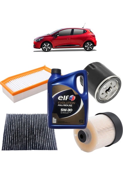 Renault Clio 4 4Plus Karbon Filtre Bakım Seti 1.5 Dci Evolution Yağlı 2012-Sonrası KİT1067H