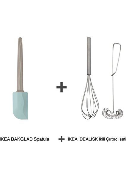 Bakglad Spatula ve Idealisk Ikili Çelik Çırpıcı-Köpürtücü Seti