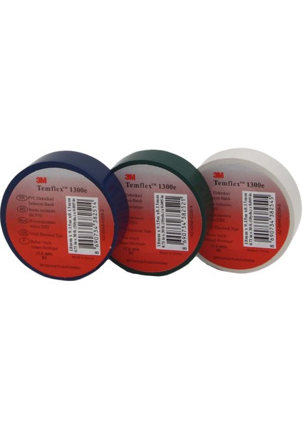 Elektrik Bandı 3 Adet Yeşil Mavi Beyaz 18 x 9,15 M modelleri