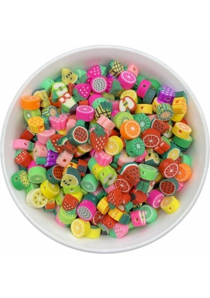 25 Adet 10MM Polimer Fimo Karışık Meyve Figür Boncuk,takı Yapımı