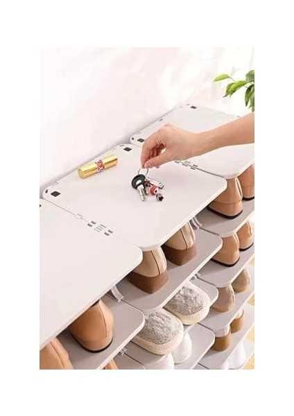 2 Adet Beyaz Ayakkabılık 5 Katlı Plastik Ayakkabı Düzenleyici Organizer Raf Ünitesi modelleri