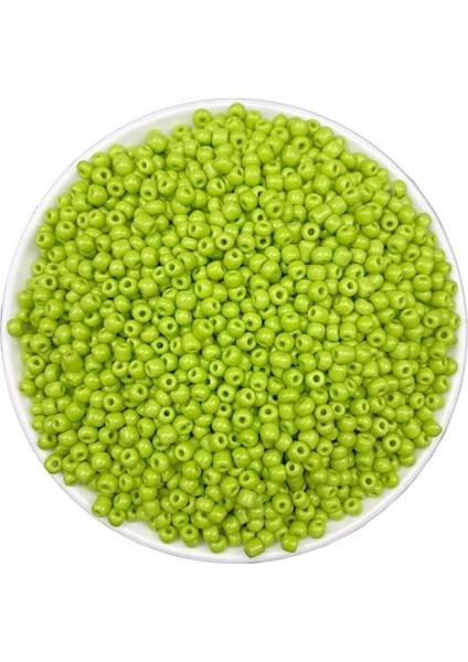 50 Gram Açık Yeşil Mat Cam Kum Boncuk , Takı Yapım Boncuğu (50GR,~750 Adet)