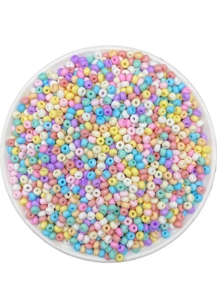 50GR Karışık Pastel Renkli Asmara Mat Kum Boncuk, Cam Kum Boncuk,takı Yapım Boncuğu (50GR,~700 Adet)