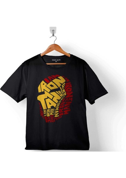 Iron Man Word Art Head Logo Demir Adam Çocuk T-Shirt