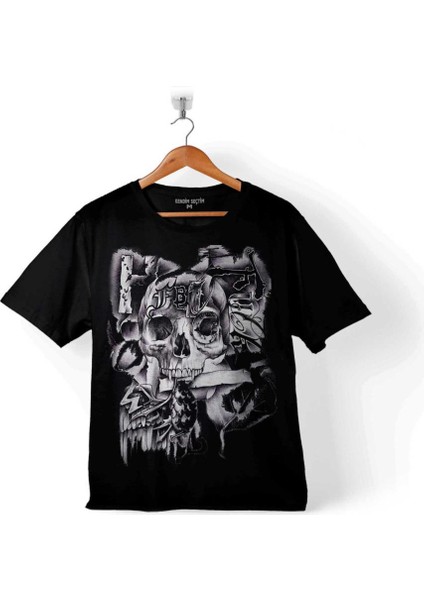 Skull Drawıng Kuru Kafa Karayip Korsanları Çocuk T-Shirt